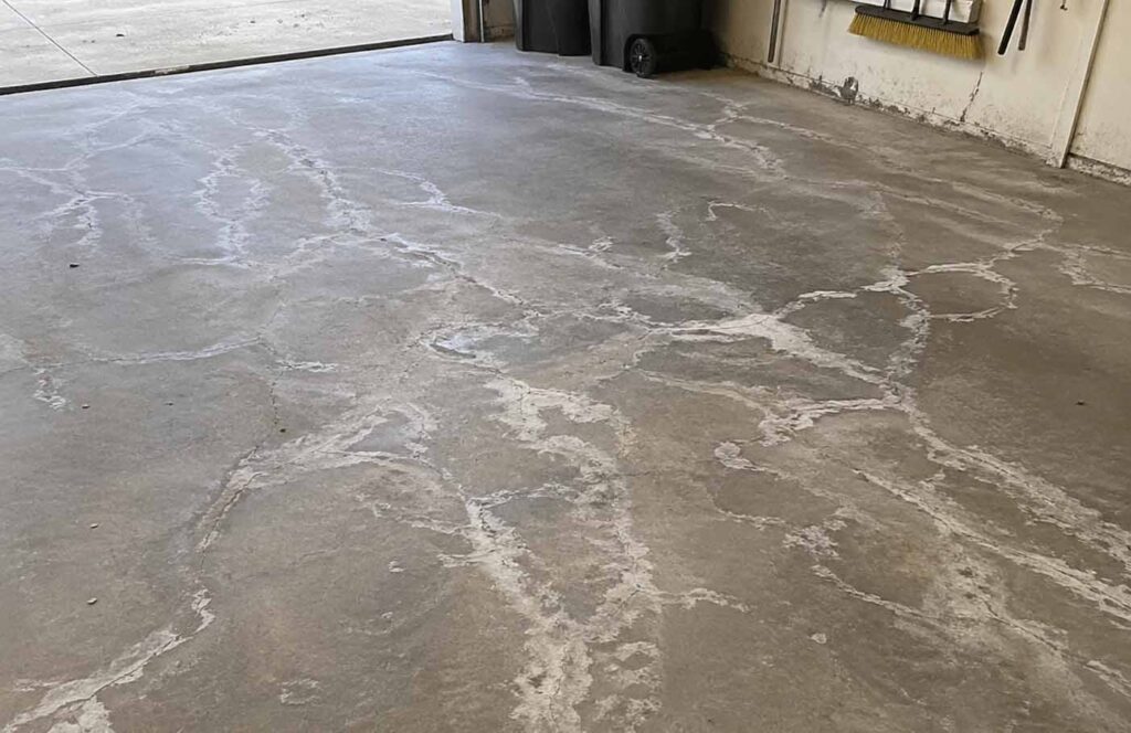 efflorescence in the garage floor